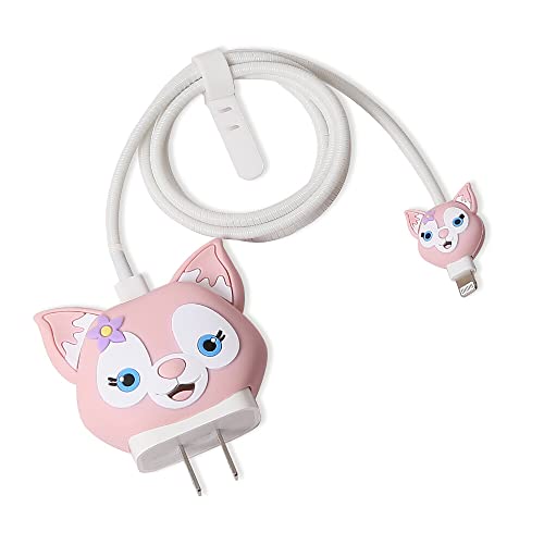 3D Cute Cartoon Series Fast Charger Protector For iPhone 18W 20W iPhone 14 13 12 11 Pro Max Fast Charging Cable charger Head Protective Cover Cable Accessory Data Cable protective Sleeve, No.01(4in1)