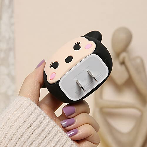 3D Cute Cartoon Series Fast Charger Protector For iPhone 18W 20W iPhone 14 13 12 11 Pro Max Fast Charging Cable charger Head Protective Cover Cable Accessory Data Cable protective Sleeve, No.01(4in1)