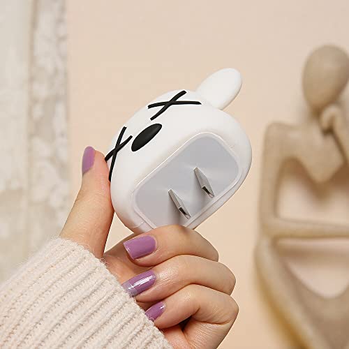 3D Cute Cartoon Series Fast Charger Protector For iPhone 18W 20W iPhone 14 13 12 11 Pro Max Fast Charging Cable charger Head Protective Cover Cable Accessory Data Cable protective Sleeve, No.01(4in1)