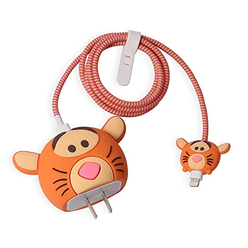 3D Cute Cartoon Series Fast Charger Protector For iPhone 18W 20W iPhone 14 13 12 11 Pro Max Fast Charging Cable charger Head Protective Cover Cable Accessory Data Cable protective Sleeve, No.01(4in1)