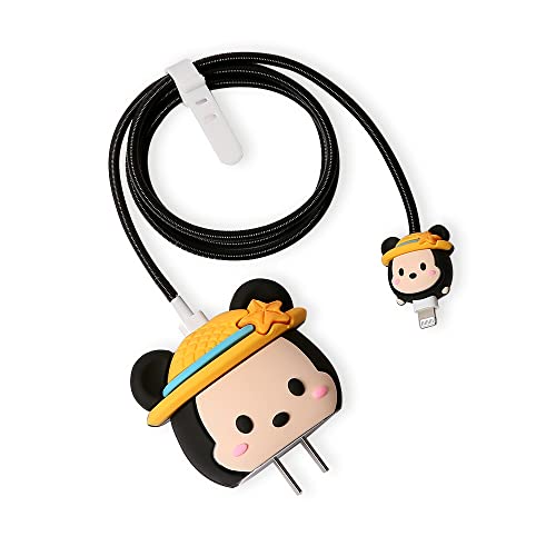 3D Cute Cartoon Series Fast Charger Protector For iPhone 18W 20W iPhone 14 13 12 11 Pro Max Fast Charging Cable charger Head Protective Cover Cable Accessory Data Cable protective Sleeve, No.01(4in1)