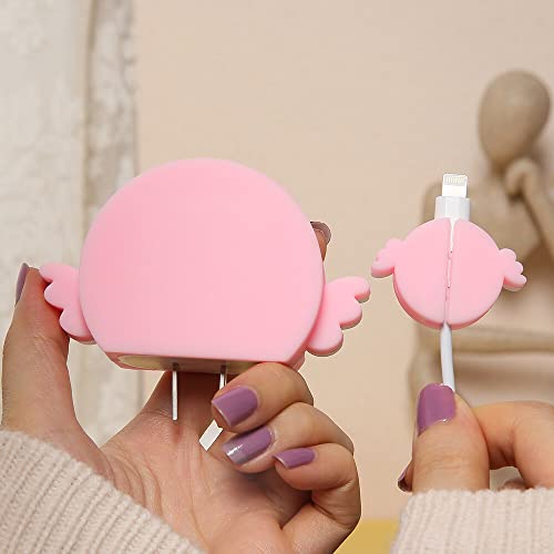 3D Cute Cartoon Series Fast Charger Protector For iPhone 18W 20W iPhone 14 13 12 11 Pro Max Fast Charging Cable charger Head Protective Cover Cable Accessory Data Cable protective Sleeve, No.01(4in1)