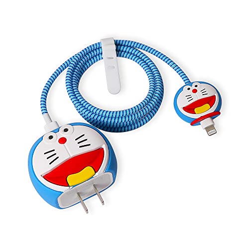 3D Cute Cartoon Series Fast Charger Protector For iPhone 18W 20W iPhone 14 13 12 11 Pro Max Fast Charging Cable charger Head Protective Cover Cable Accessory Data Cable protective Sleeve, No.01(4in1)