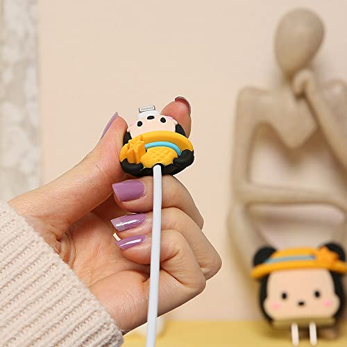 3D Cute Cartoon Series Fast Charger Protector For iPhone 18W 20W iPhone 14 13 12 11 Pro Max Fast Charging Cable charger Head Protective Cover Cable Accessory Data Cable protective Sleeve, No.01(4in1)