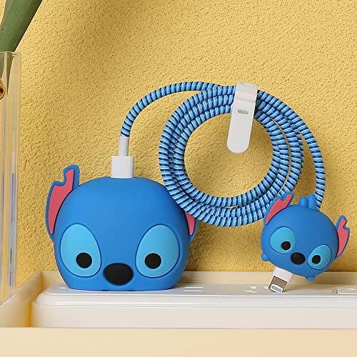 3D Cute Cartoon Series Fast Charger Protector For iPhone 18W 20W iPhone 14 13 12 11 Pro Max Fast Charging Cable charger Head Protective Cover Cable Accessory Data Cable protective Sleeve, No.01(4in1)