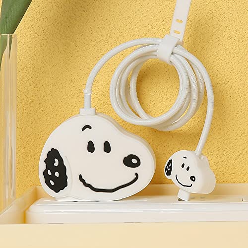 3D Cute Cartoon Series Fast Charger Protector For iPhone 18W 20W iPhone 14 13 12 11 Pro Max Fast Charging Cable charger Head Protective Cover Cable Accessory Data Cable protective Sleeve, No.01(4in1)