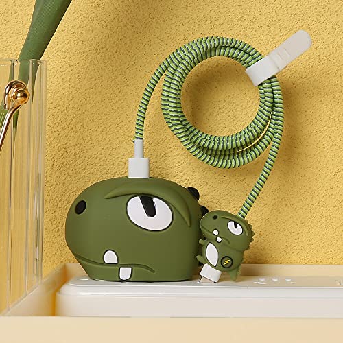 3D Cute Cartoon Series Fast Charger Protector For iPhone 18W 20W iPhone 14 13 12 11 Pro Max Fast Charging Cable charger Head Protective Cover Cable Accessory Data Cable protective Sleeve, No.01(4in1)