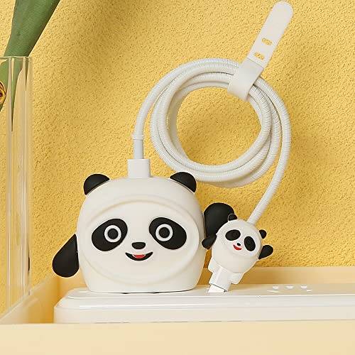 3D Cute Cartoon Series Fast Charger Protector For iPhone 18W 20W iPhone 14 13 12 11 Pro Max Fast Charging Cable charger Head Protective Cover Cable Accessory Data Cable protective Sleeve, No.01(4in1)