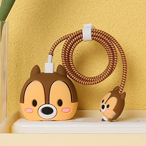 3D Cute Cartoon Series Fast Charger Protector For iPhone 18W 20W iPhone 14 13 12 11 Pro Max Fast Charging Cable charger Head Protective Cover Cable Accessory Data Cable protective Sleeve, No.01(4in1)