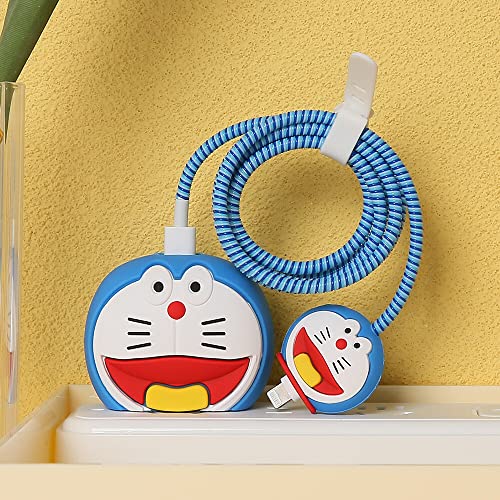 3D Cute Cartoon Series Fast Charger Protector For iPhone 18W 20W iPhone 14 13 12 11 Pro Max Fast Charging Cable charger Head Protective Cover Cable Accessory Data Cable protective Sleeve, No.01(4in1)