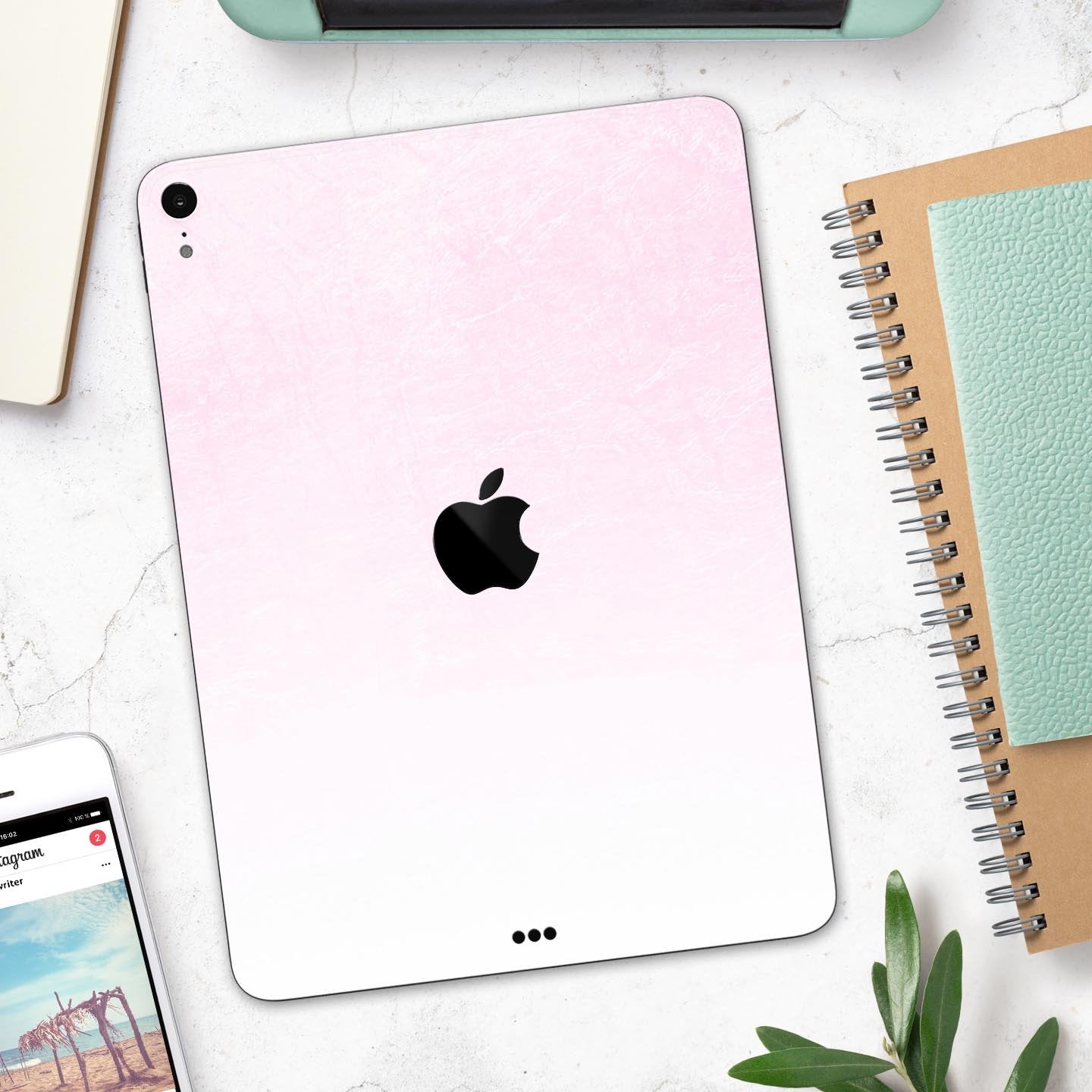 Hot Pink Fade to White  - Full Body Skin Decal for the Apple iPad Pro