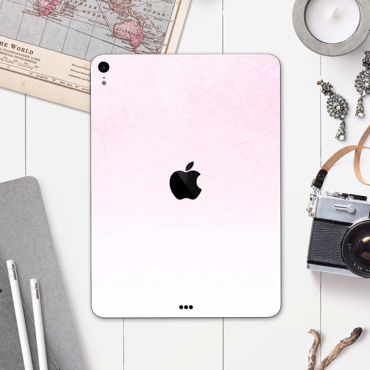 Hot Pink Fade to White  - Full Body Skin Decal for the Apple iPad Pro