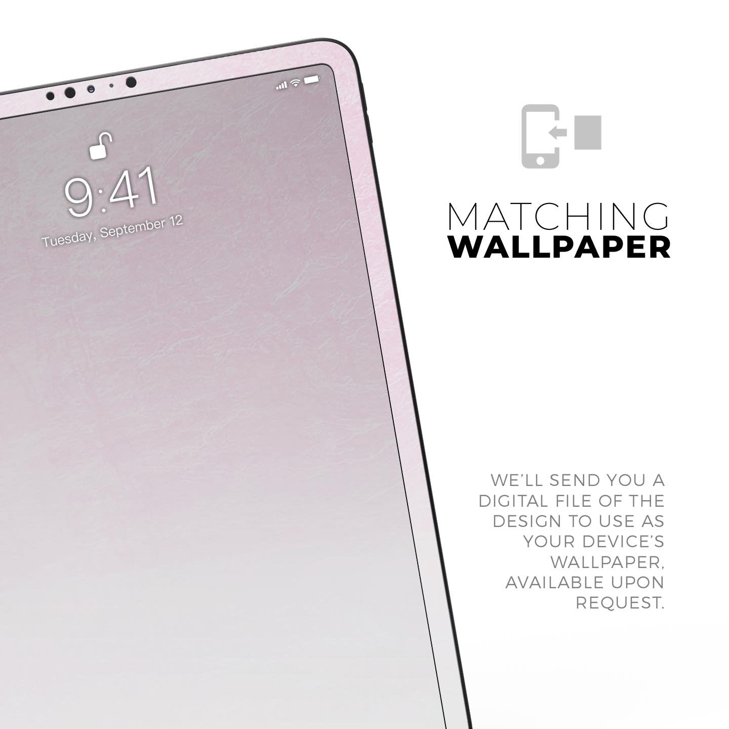 Hot Pink Fade to White  - Full Body Skin Decal for the Apple iPad Pro