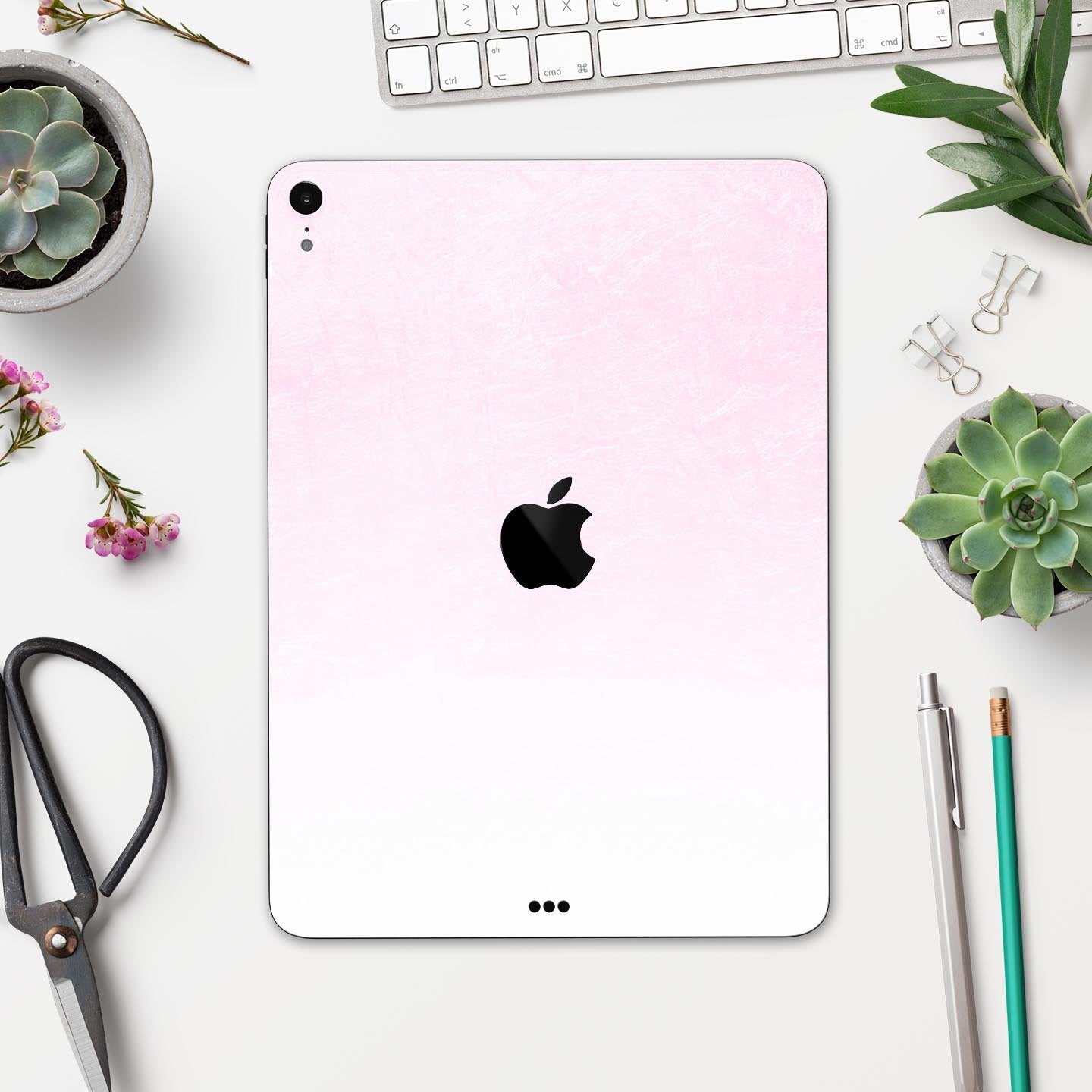 Hot Pink Fade to White  - Full Body Skin Decal for the Apple iPad Pro