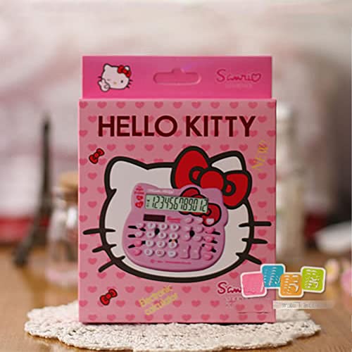 Hello Kitty Calculator, Xinyu Lighting Creative and Cute Solar Calculator, 12-Digit LCD Display, Suitable for Adults and Children, Solar and Battery Powered (White Jewel Model)