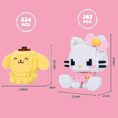 Kawaii Mini Building Blocks, 8PCS Cute Anime Figures Toys Desk Decoration,Cartoon Bricks Block Model Kit for Intelligence Education, Birthday Gift