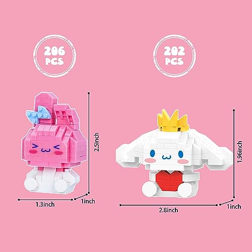 Kawaii Mini Building Blocks, 8PCS Cute Anime Figures Toys Desk Decoration,Cartoon Bricks Block Model Kit for Intelligence Education, Birthday Gift