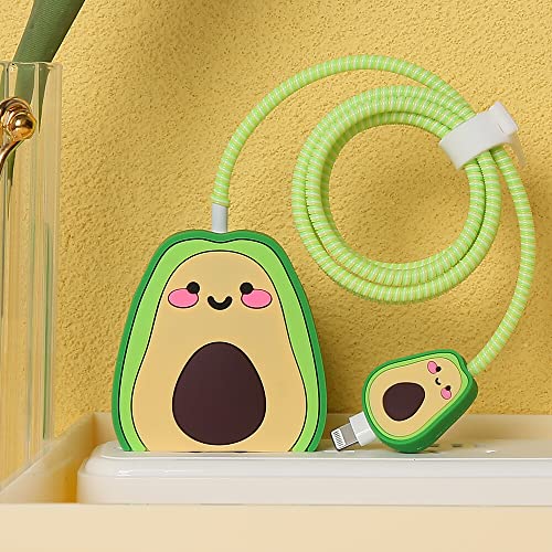 3D Cute Cartoon Series Fast Charger Protector For iPhone 18W 20W iPhone 14 13 12 11 Pro Max Fast Charging Cable charger Head Protective Cover Cable Accessory Data Cable protective Sleeve, No.01(4in1)