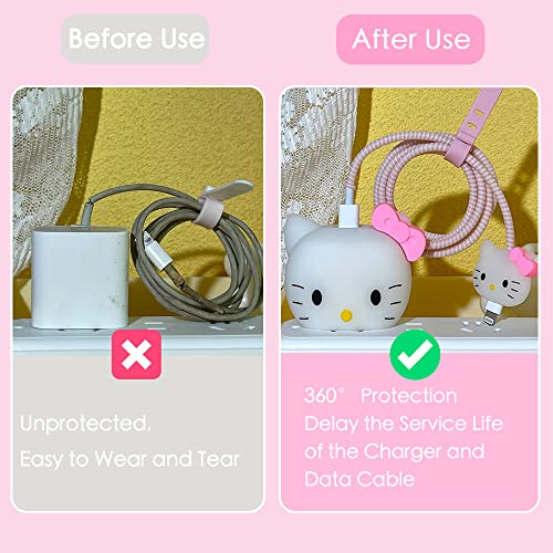 3D Cute Cartoon Series Fast Charger Protector For iPhone 18W 20W iPhone 14 13 12 11 Pro Max Fast Charging Cable charger Head Protective Cover Cable Accessory Data Cable protective Sleeve, No.01(4in1)